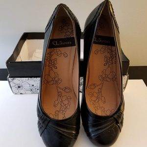 Black Leather Wedge Size 9 1/2